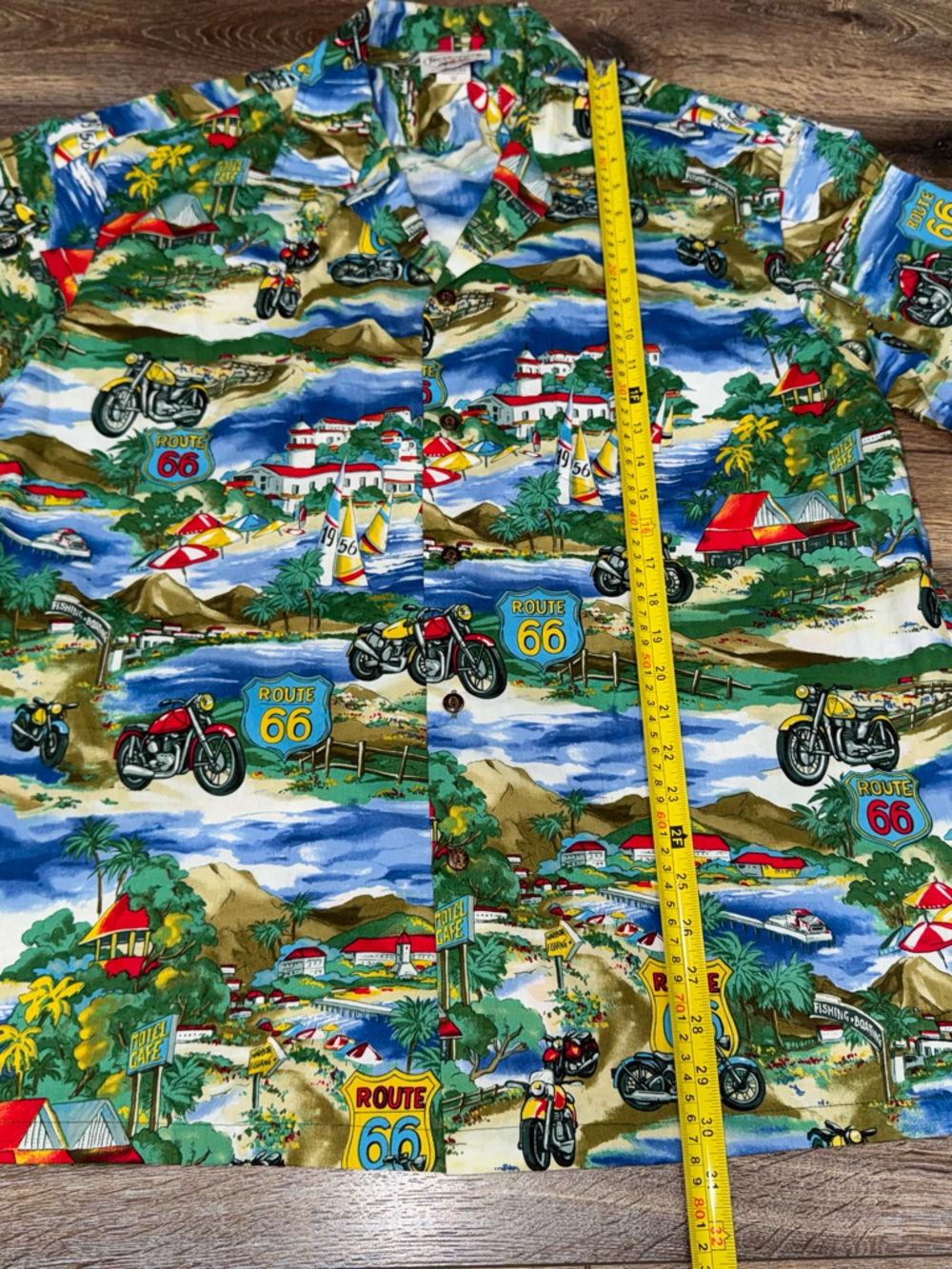 Route 66 Beach Cotton Hawaiian Shirt All Over Print Lightweight Button Down XL - Picture 9 of 10